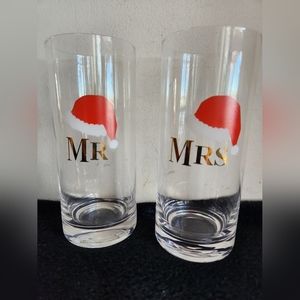 Wedding Glasses Christmas Marriage Santa Newlywed Drink Pint